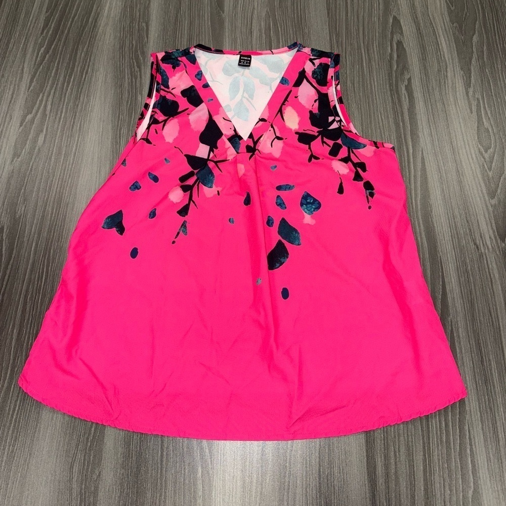 Shein Pink Sleeveless Floral Women's Top Size Medium